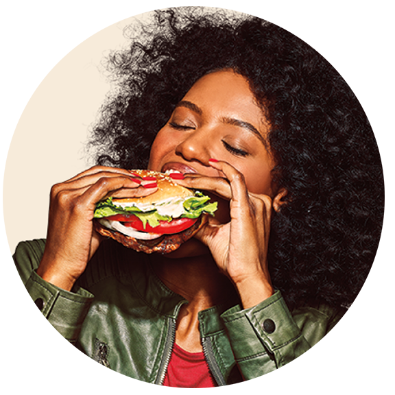 woman eating burger