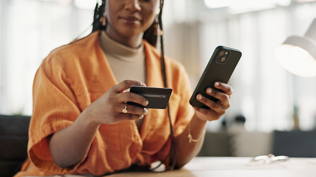 Optimizing a Mobile-First User Experience 1 Woman, credit card and hands with phone for online shopping, payment or fintech savings at home. Closeup, mobile banking and finance for sales, password and code for ecommerce to upgrade subscription