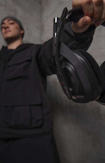 Gamer showing off headphones