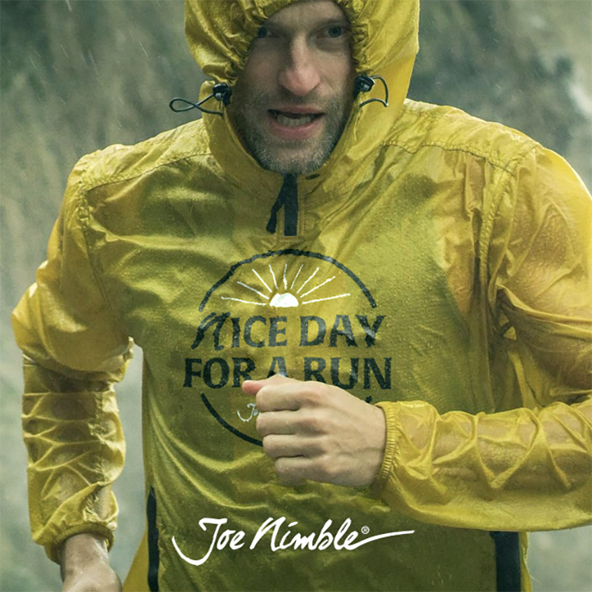 Man running in the rain