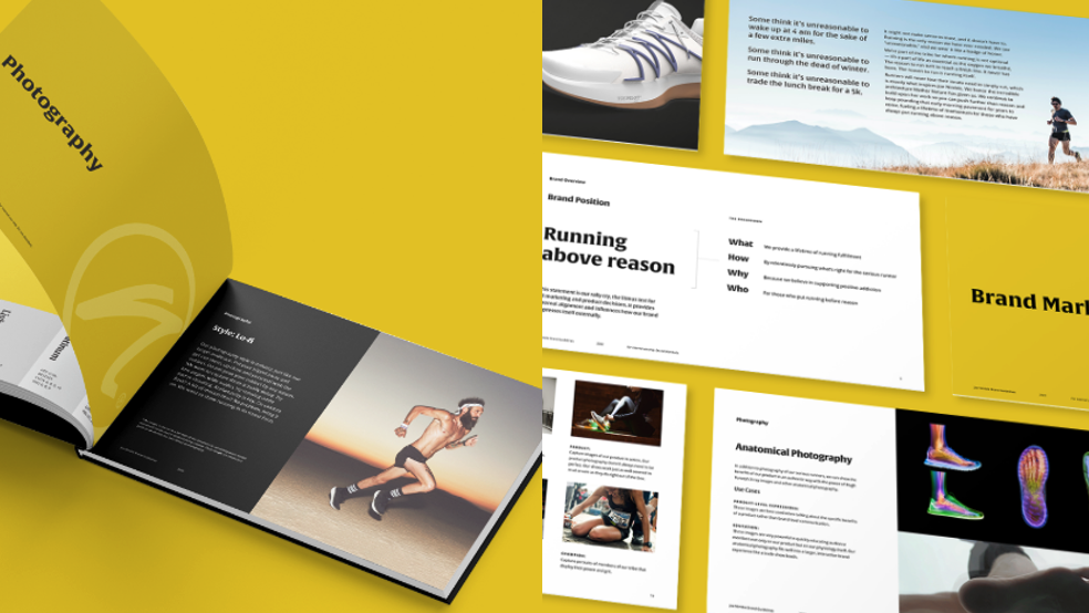 Run Above Reason: A Brand Refresh for a Running Icon 1 Marketing material on a yellow background