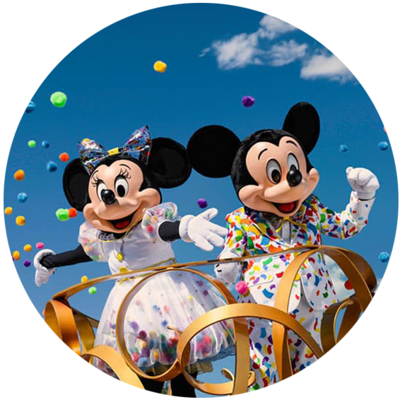 Mickey and Mini on a ride